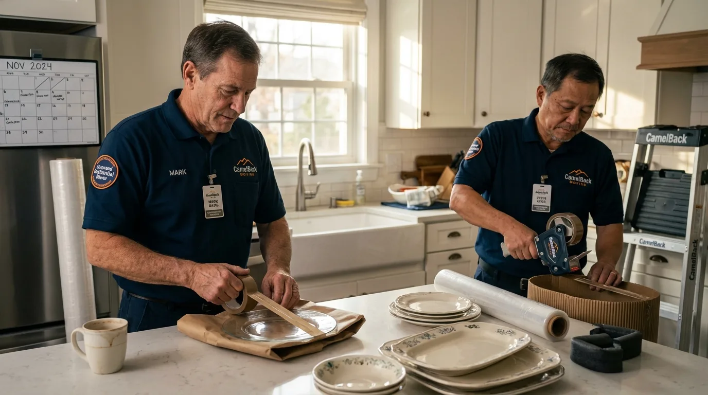 Professional crew packing kitchen dishware in Arvada, CO